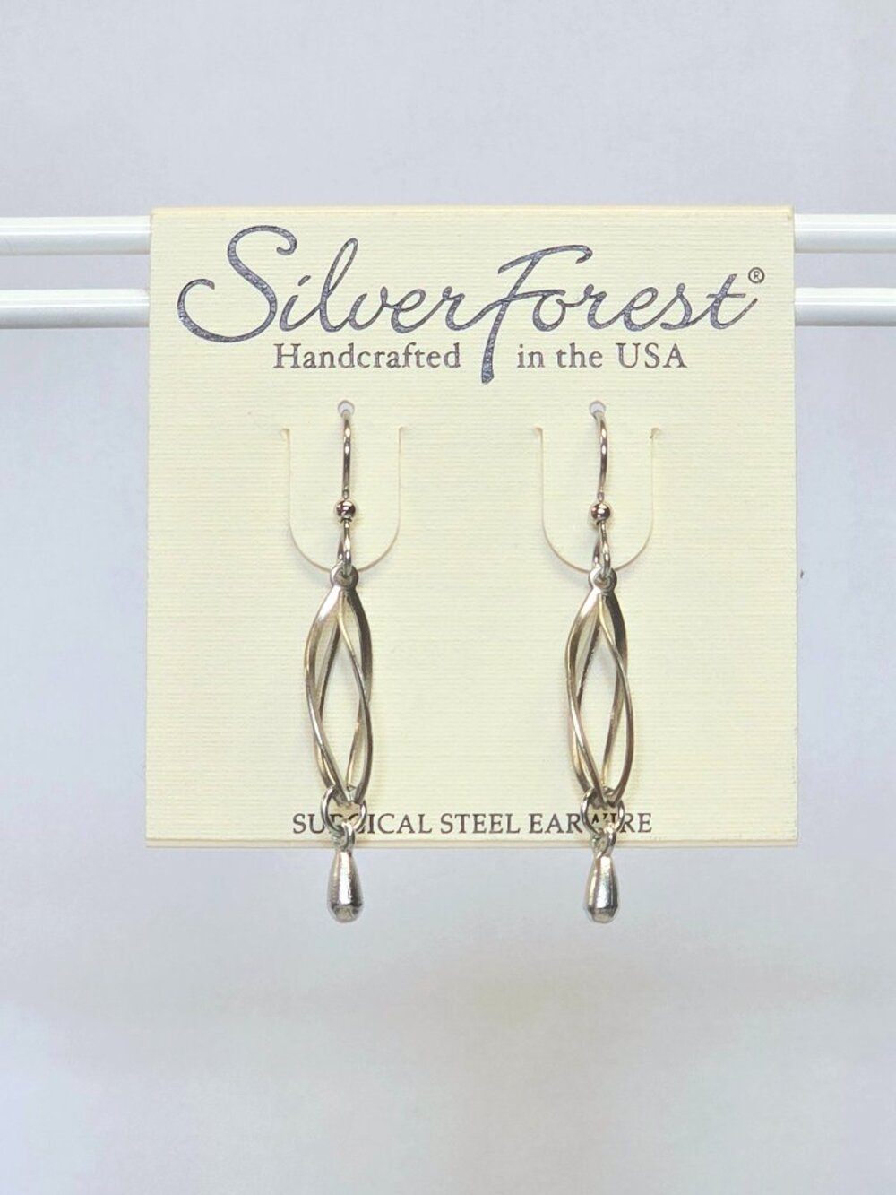Silver Forest Earrings Silver Open Elongated Tear Drop